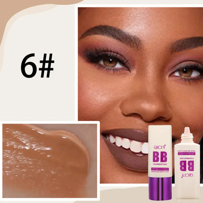 BB cream liquid foundation concealer bottle in one of 10 available shades with brightening properties