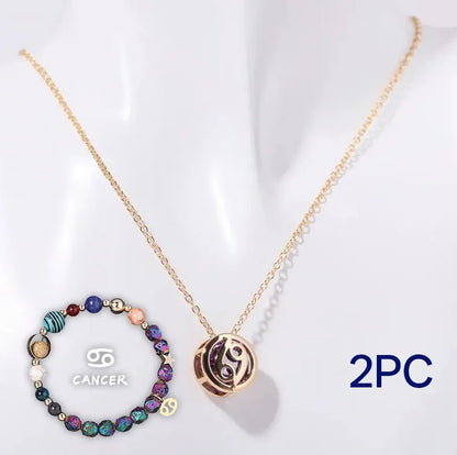 Natural stone bead necklace and matching bracelet set on display