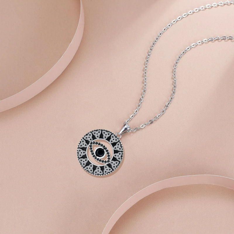 Devil's Eye Necklace women's jewellery electroplated copper pendant cross chain style Turkish evil eye necklace minority inspired charm pendant accessory