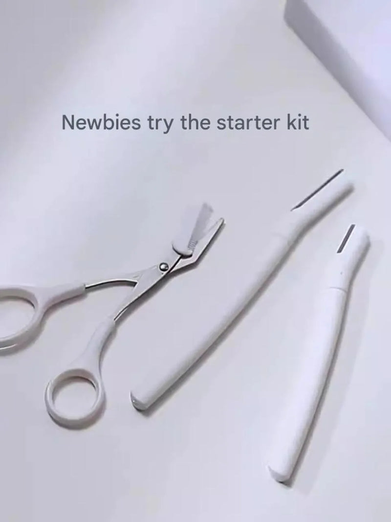 Eyebrow trimmer kit with macro safety blade for precise eyebrow grooming, beginner-friendly eyebrow razor set suitable for men and women, includes 1 trimming tool set for personal brow shaping and maintenance at home