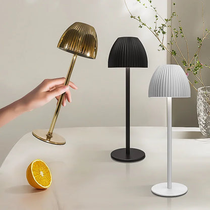 Modern simple night lamp with thin round base and ins pattern dimming control