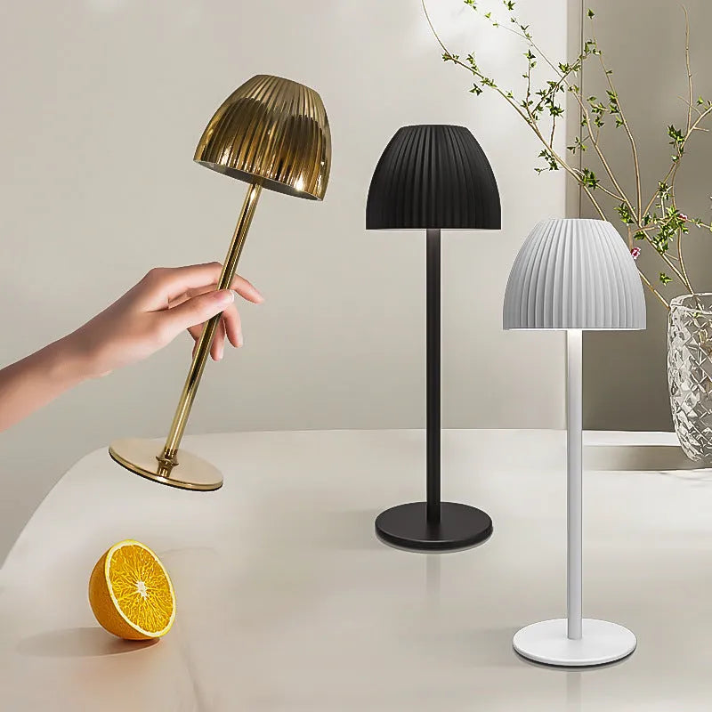 Small night lamp with ins pattern dimming control for dining room and bedroom decoration in modern simple style, featuring thin round base design with 1800mAh battery and 36V USB charging