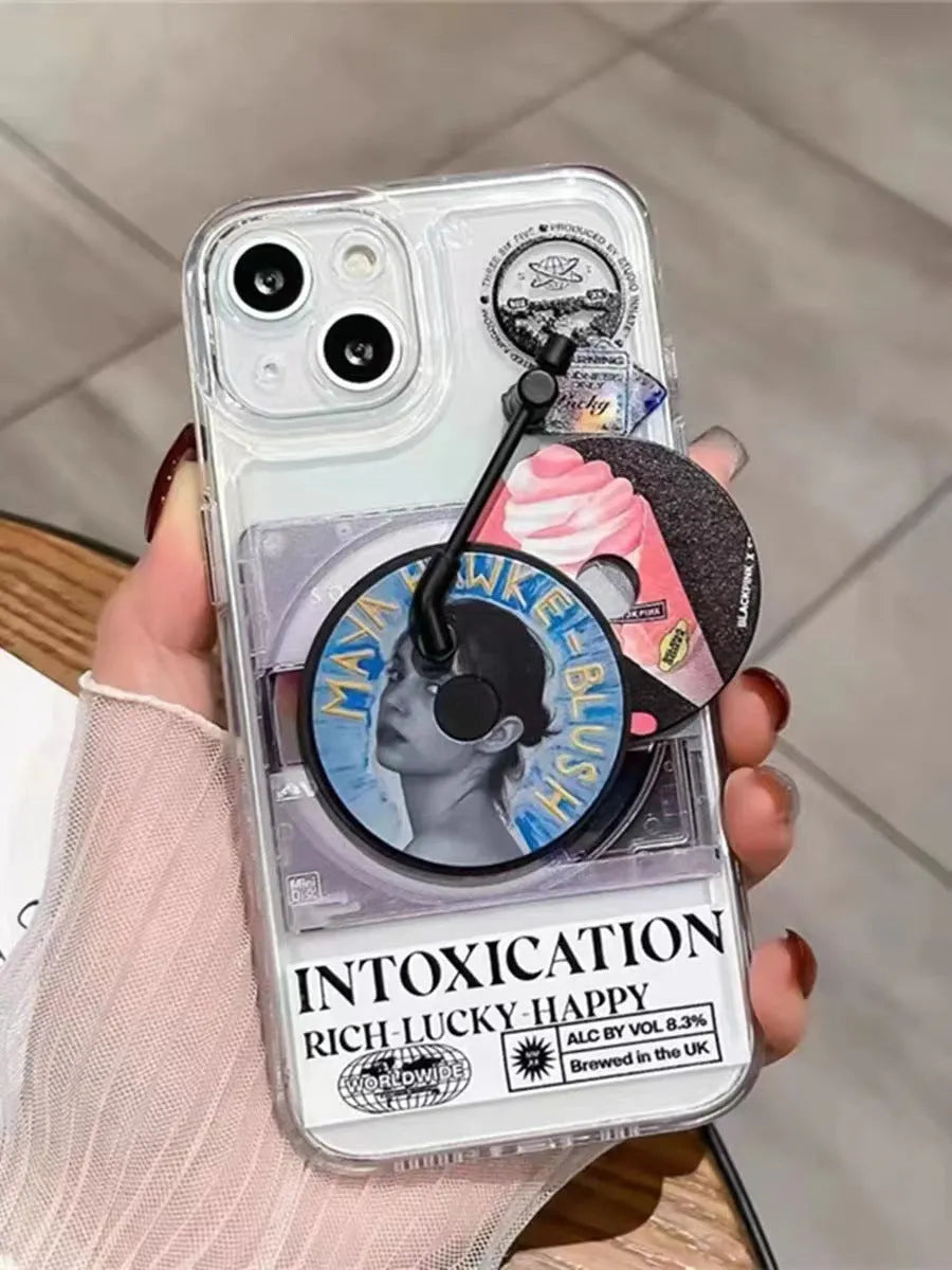 Vinyl radio iPhone case in TPU silicone with two random records and shockproof anti-fingerprint functions