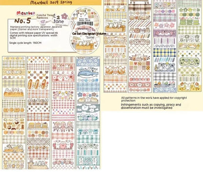 Haemorrhoid tape packaging stickers with cartoon characters, 42 styles, Japanese paper, 5 cm size