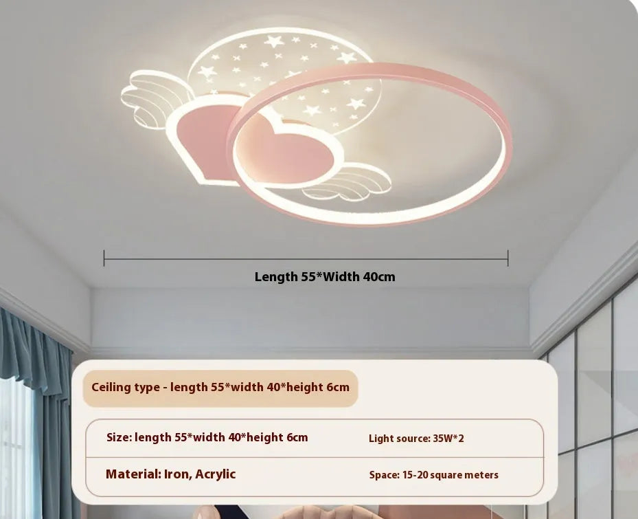 Children's bedroom ceiling lamp with moon star cloud design and adjustable LED lighting in blue colour option