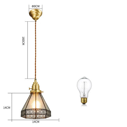 Japanese retro brass and glass chandelier with hand-blown shades and walnut wood details
