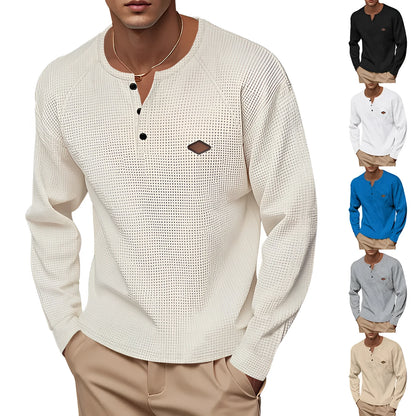 Waffle pattern raglan sleeve pullover in thin polyester fabric shown in sapphire blue