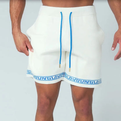 Men's underknee sports shorts in cotton-blend and polyester, mid-waist, loose fit, no liner, sizes S-2XL