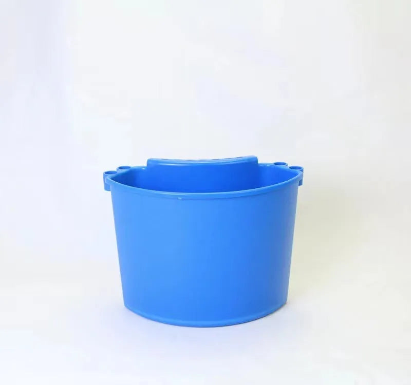PP plastic car washing bucket shown in one of four colour options: black, red, blue, or pink.