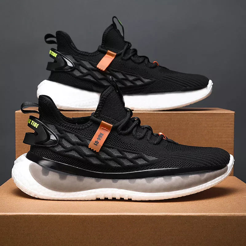 Men's breathable woven mesh platform sneakers in various colours for daily comfort