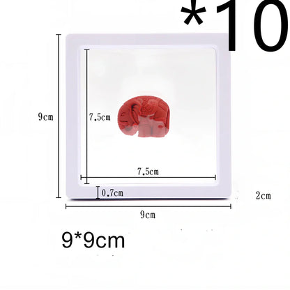 Black 11x11cm suspended 3D floating display frame holding a coin, with square base for stable collectible showcase