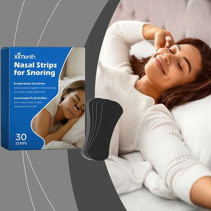 30 anti-snoring nasal adhesive strips with water-based formula for nighttime breathing improvement