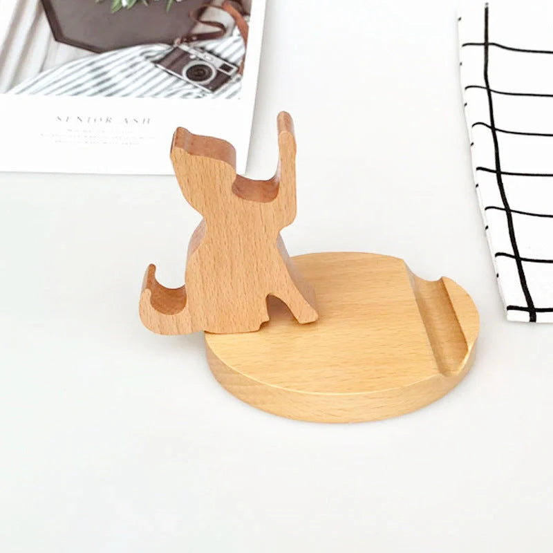 Custom beech wood lazy phone holder with various designs for hands-free convenience