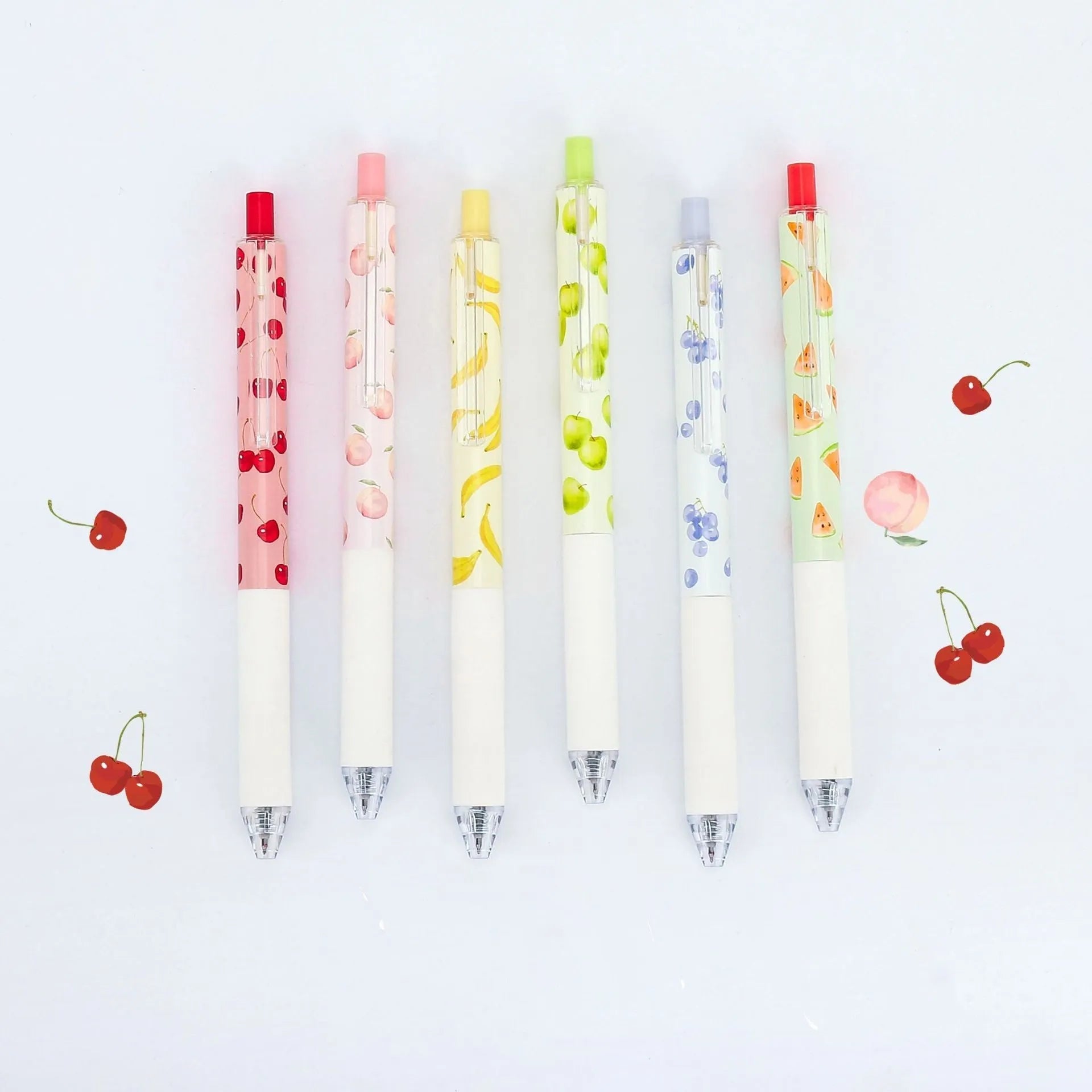 Fruit scented pressurised gel pen with 0.5mm black ink and plastic barrel