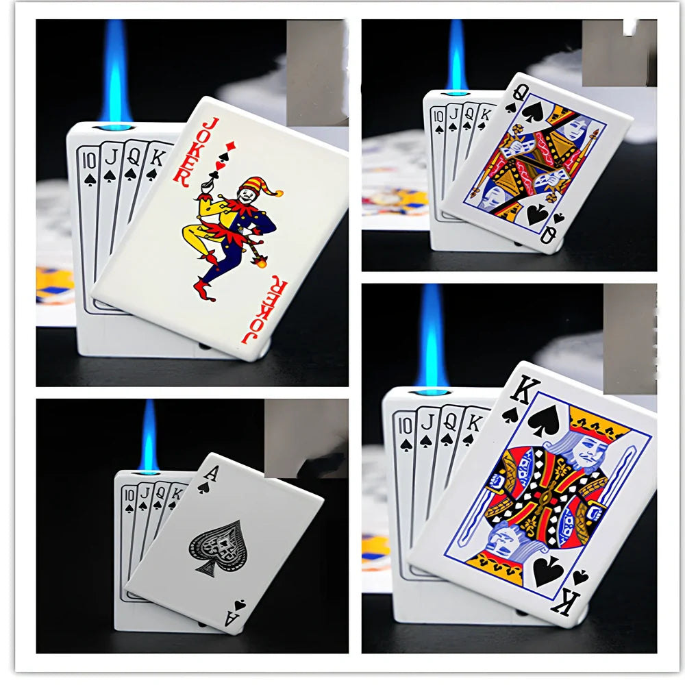 Poker gas lighter with keychain showing King card design and compact 6cm size