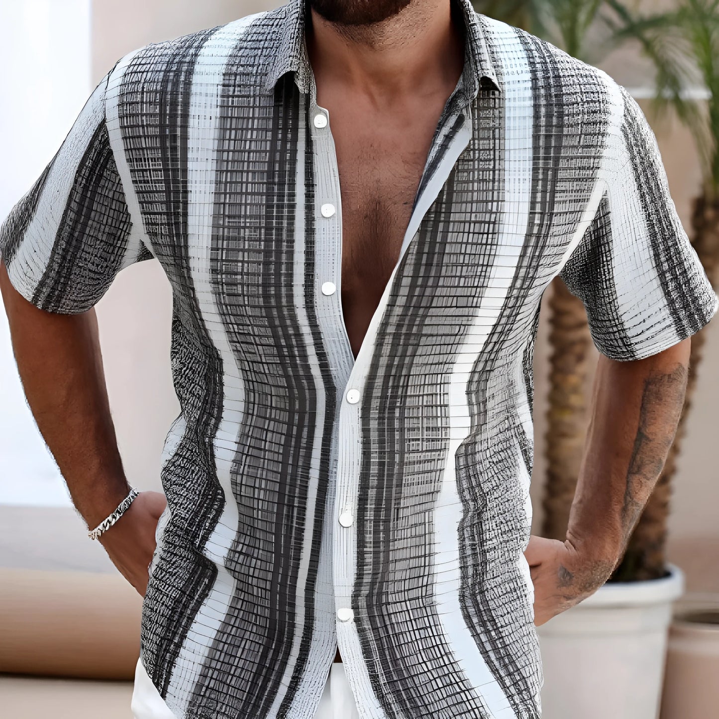 Men's slim fit short sleeve shirt with 3D floral pattern in multiple colour options