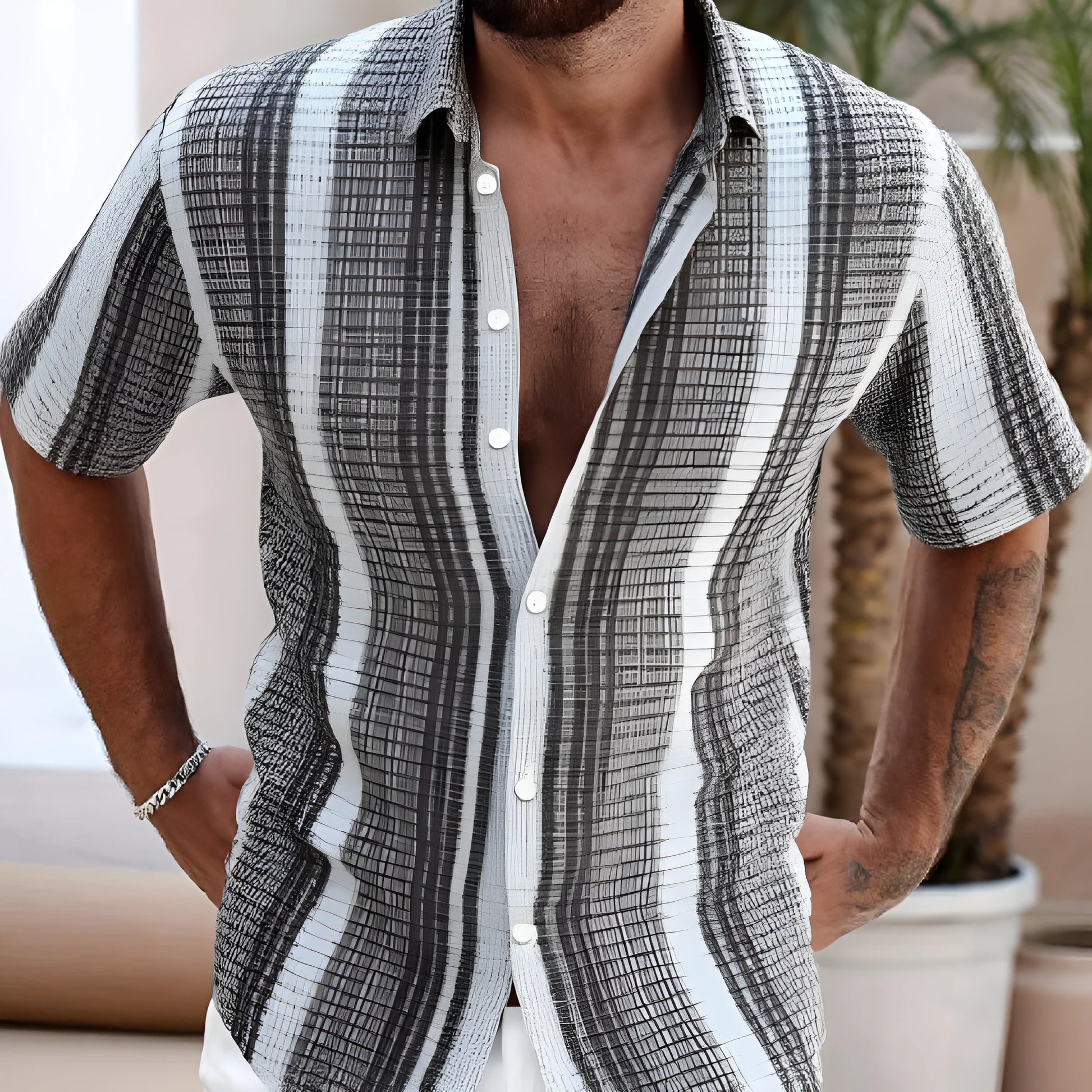 Men's slim fit short sleeve shirt with 3D floral pattern in multiple colour options