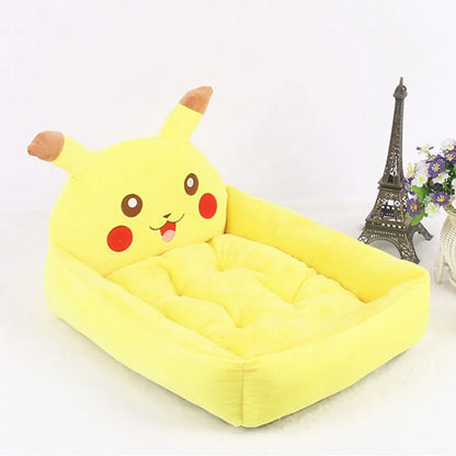 Washable plush pet bed for small dogs and cats in cartoon sofa design with multiple colour options