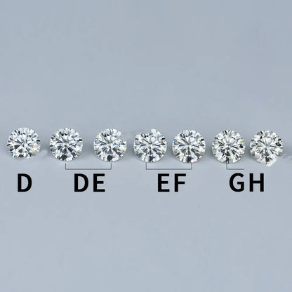 Round moissanite gem stone with eight hearts and eight arrows cut on a grey background