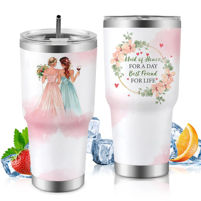 30oz insulated travel mug for car, keeps drinks hot or cold, spill-proof lid