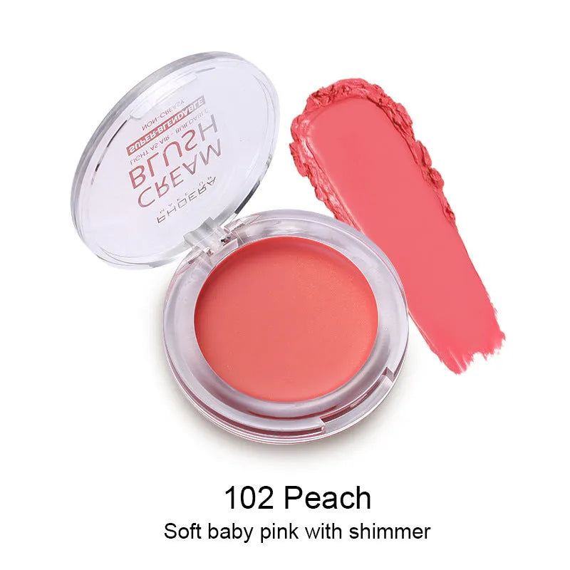 PHOERA Light and Brightening Blush Cream pot in one of eight colours: Freesia, Peach, Strawberry, Sunflower, Dusk, Sunset, Grape, or Berry.