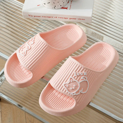 Women's cat design slippers with non-slip EVA sole in various colours