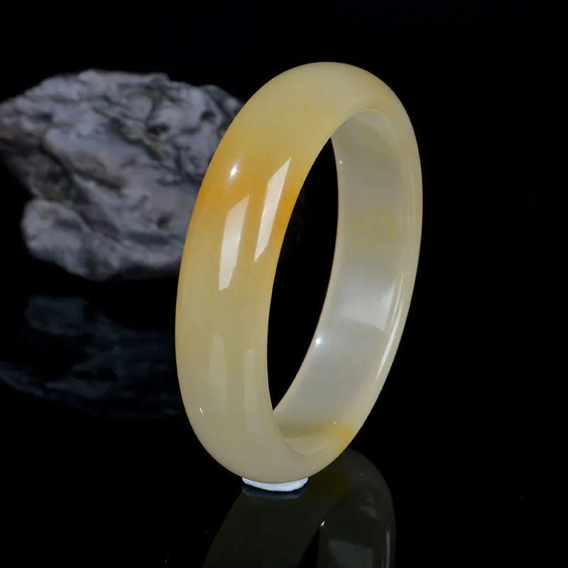 Natural jade bracelet women's jewellery gift Chinese style polished stone bracelet with adjustable sizing in 54mm, 56mm, 58mm, 60mm, 62mm options for everyday wear or gifting