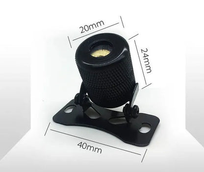 Aluminium laser fog lamp for car or motorcycle with red beam and mounting hardware.