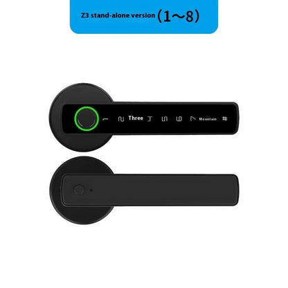 Black smart door lock with spherical handle for indoor wooden doors featuring electronic access control