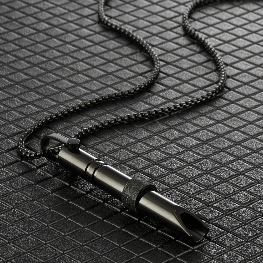 Stainless steel mindfulness breathing necklace with spinner for anxiety and panic attack relief