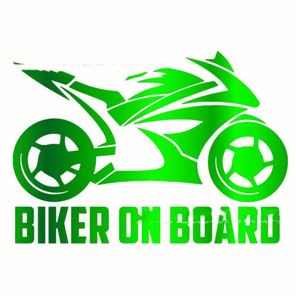 Motorcycle pattern reflective sticker on vehicle surface in various colours