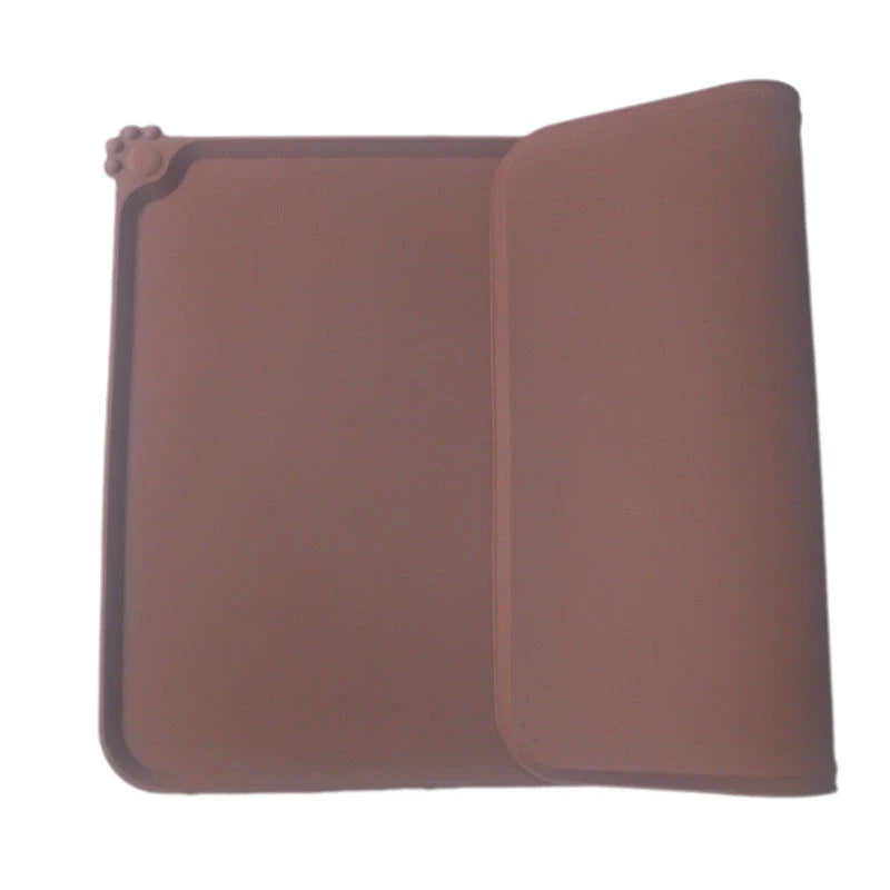 Premium silicone pet food mat with raised edges to contain splashes and spills, suitable for dogs and cats