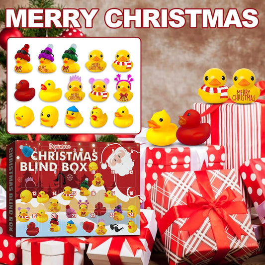 24 Days Countdown Christmas Advent Calendar Set with Funny Yellow Rubber Ducks for Kids