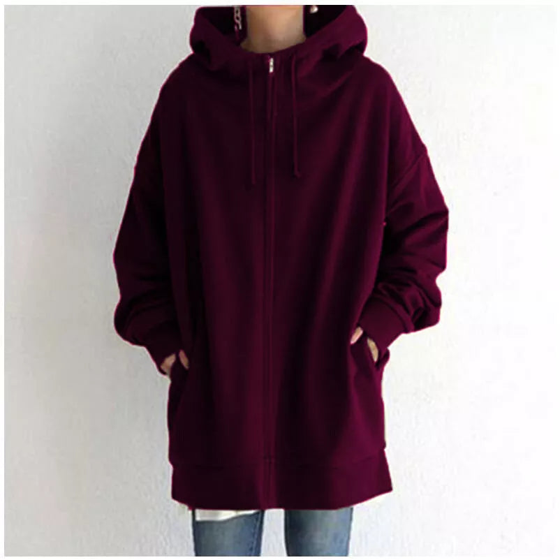 Women's full-zip fuzzy hoodie in various colours and sizes