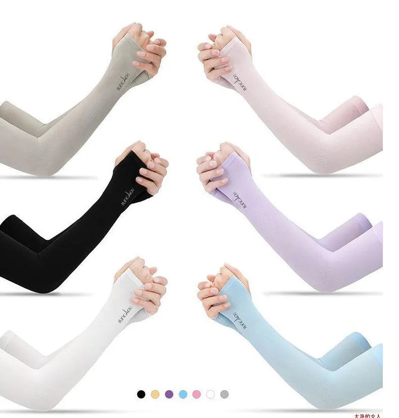 Open-finger driving ice sleeves in viscose fibre fabric for sun protection while operating vehicles