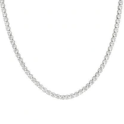 Stainless steel mesh ball chain necklace and bracelet set with geometric design and 3mm zircon inlay