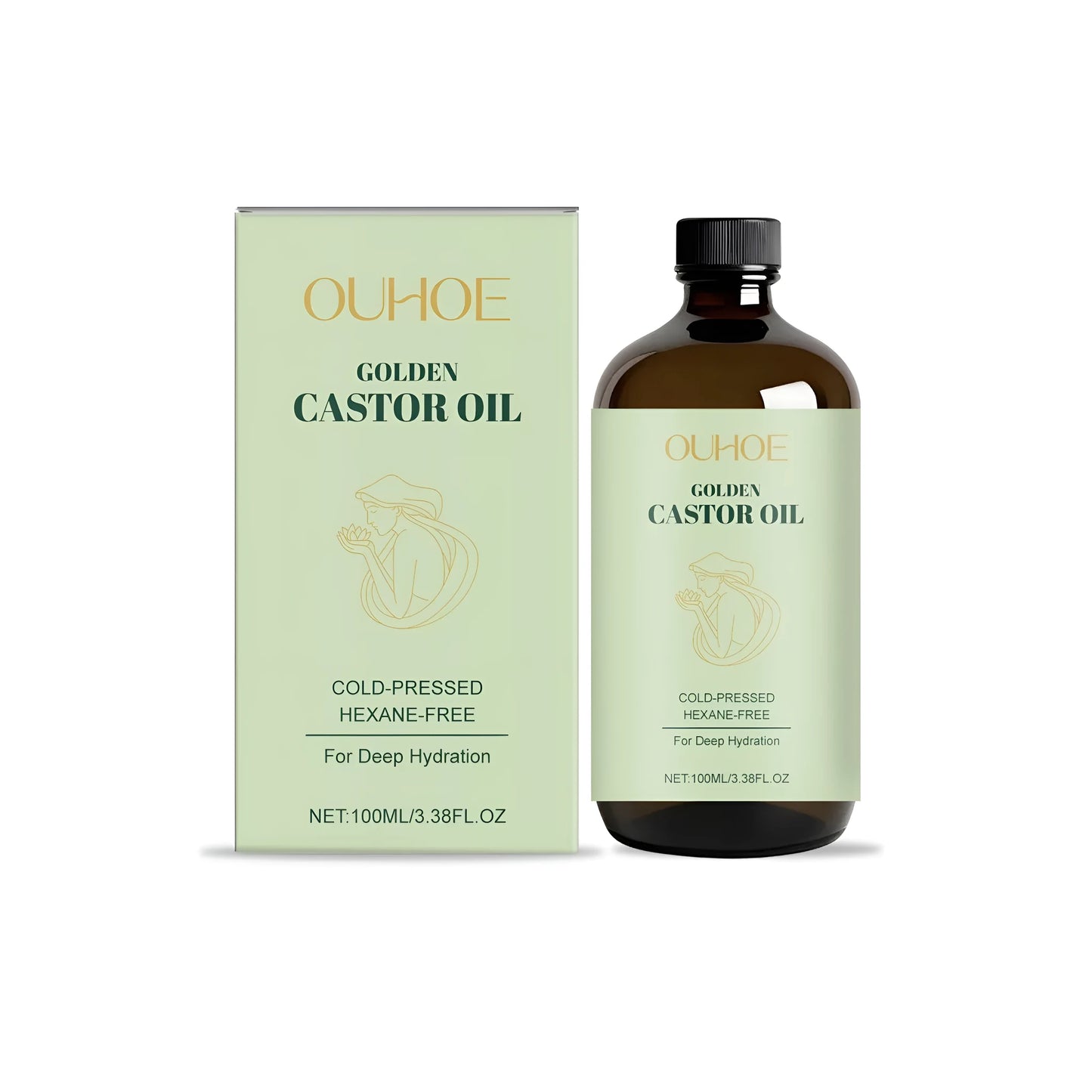 100ml bottle of golden castor oil treatment for hair and skin care