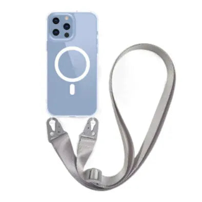 Magnetic lanyard crossbody transparent phone case for iPhone 16 series in TPU PC with anti-fall back cover