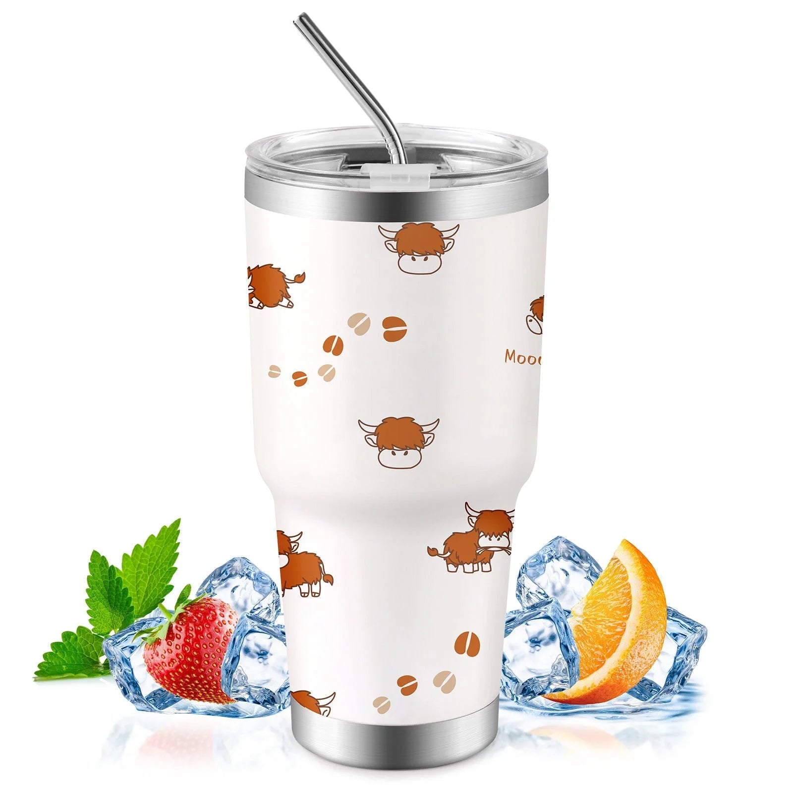 30oz insulated travel mug for car, keeps drinks hot or cold, spill-proof lid
