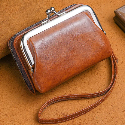 Ladies buckle coin purse with 4-inch metal clip closure in five colour options