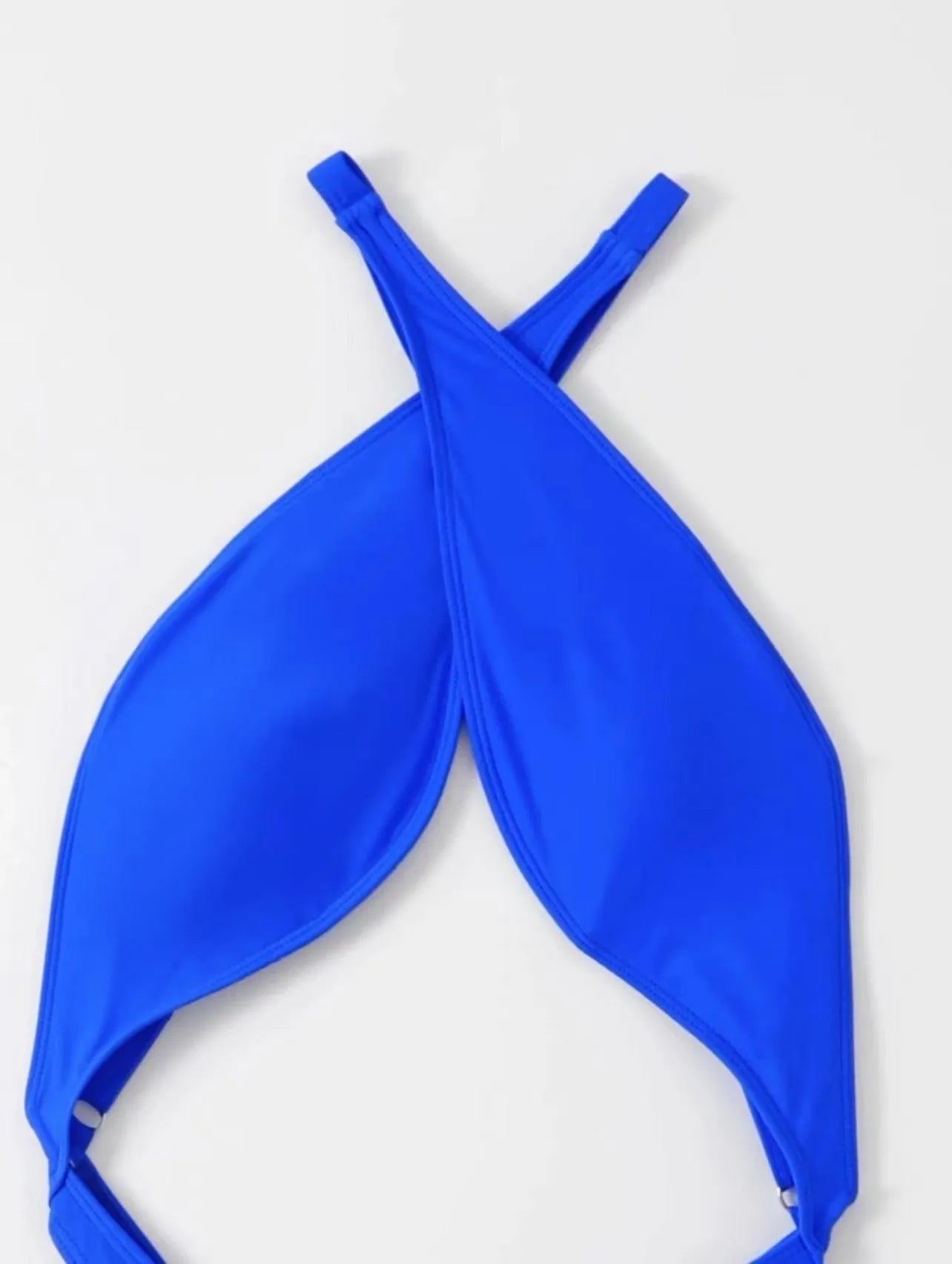 Women's solid colour one-piece swimsuit in black or blue polyester fabric