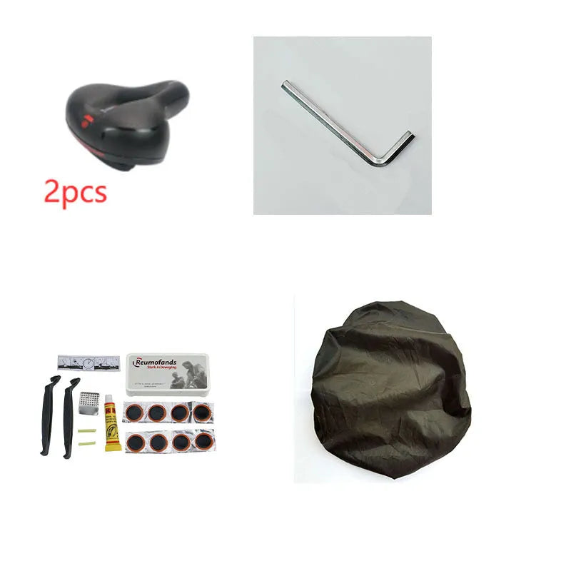 Bicycle cushion with silicone saddle, steel bow spring, and waterproof cover for enhanced cycling comfort