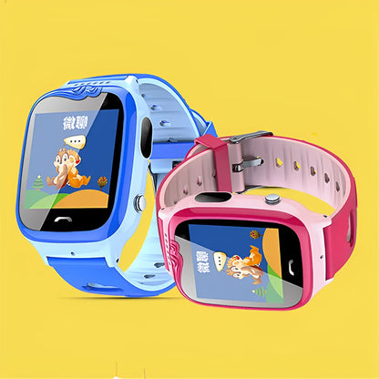 Children's smart positioning phone watch with silicone wristband and touchscreen display