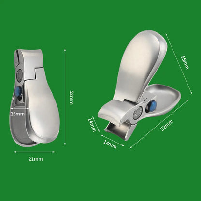 Silver large opening nail clipper in 420J2 tool stainless steel with anti-splash design for manicure use