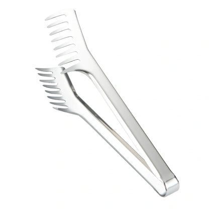 23cm stainless steel kitchen tongs with serrated tips and locking mechanism