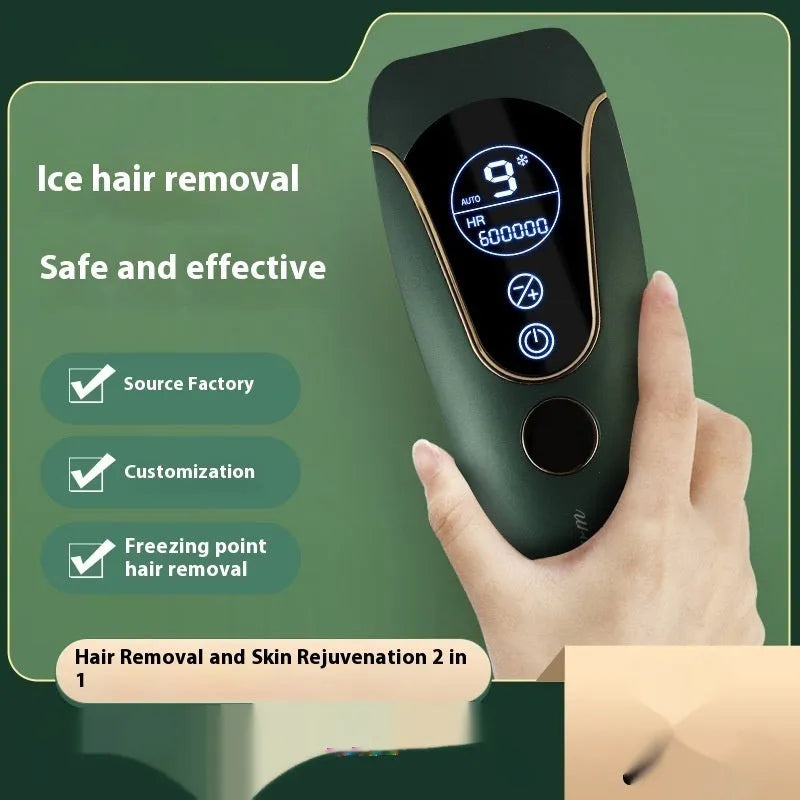 Freezing point hair removal device in Sundial green, pink or white colour for whole body use