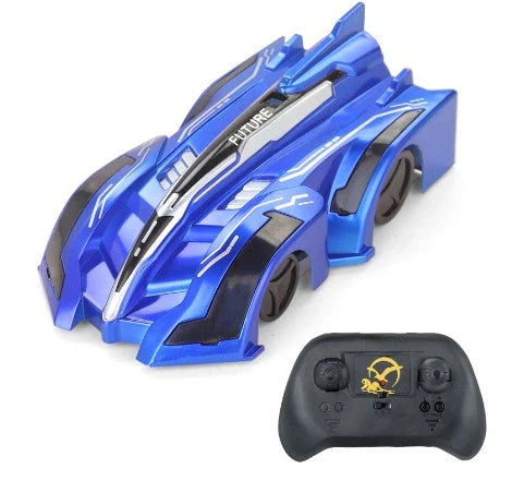 RC Wall Climbing Car defying gravity on a ceiling with LED lights on