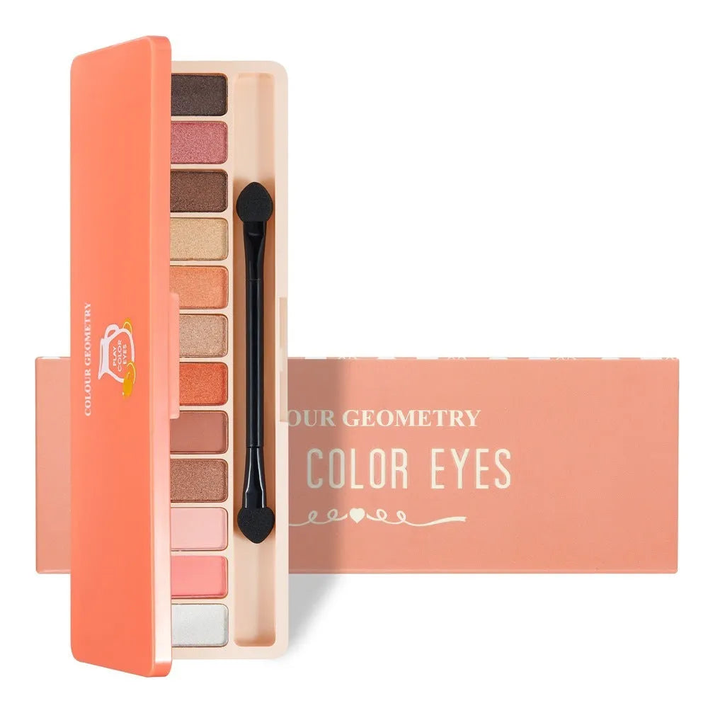 12 colour eyeshadow palette in nude, earth and wine red tones, 15.2 x 5 x 11 cm