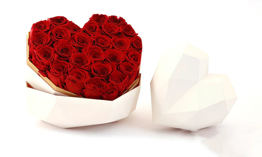 Valentine's Day preserved silk flower gift box in pink with roses, large 25x20x18 cm size for lasting romantic display