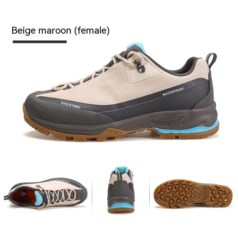 Low-top mountain climbing shoes leather mesh upper non-slip rubber outsole hiking boots casual wear